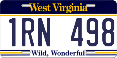 WV license plate 1RN498
