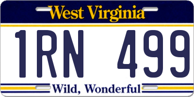 WV license plate 1RN499