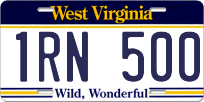 WV license plate 1RN500