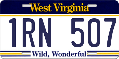 WV license plate 1RN507