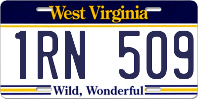 WV license plate 1RN509