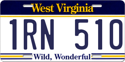 WV license plate 1RN510