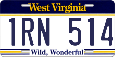 WV license plate 1RN514