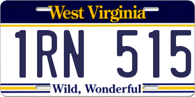 WV license plate 1RN515
