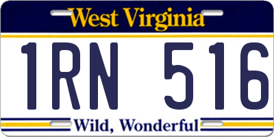 WV license plate 1RN516