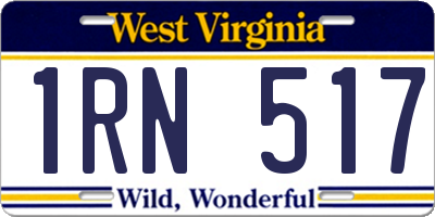 WV license plate 1RN517