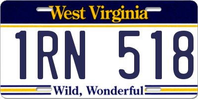 WV license plate 1RN518