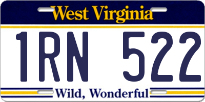 WV license plate 1RN522