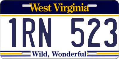 WV license plate 1RN523