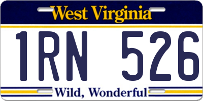 WV license plate 1RN526