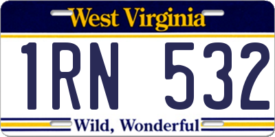 WV license plate 1RN532