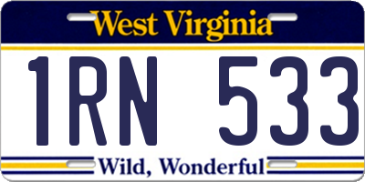 WV license plate 1RN533