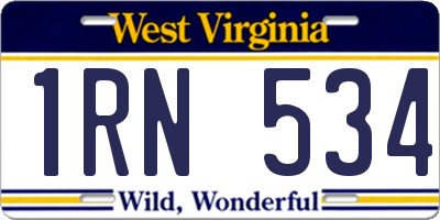 WV license plate 1RN534