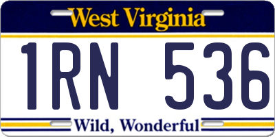 WV license plate 1RN536