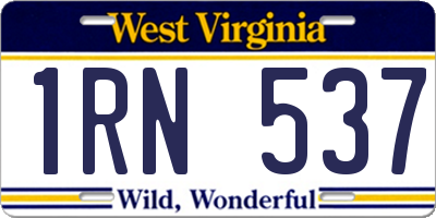 WV license plate 1RN537