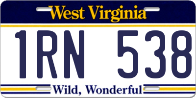WV license plate 1RN538