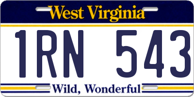 WV license plate 1RN543