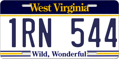 WV license plate 1RN544