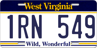 WV license plate 1RN549