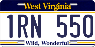 WV license plate 1RN550