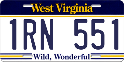 WV license plate 1RN551