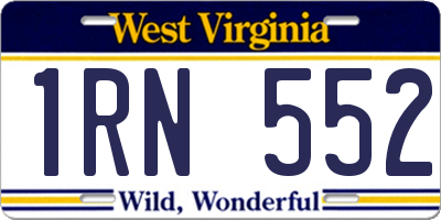 WV license plate 1RN552