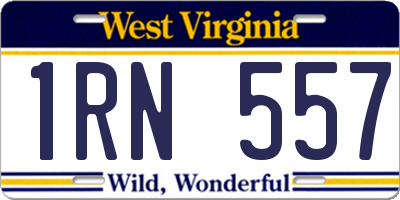 WV license plate 1RN557