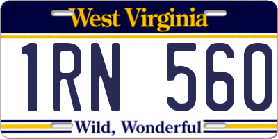 WV license plate 1RN560
