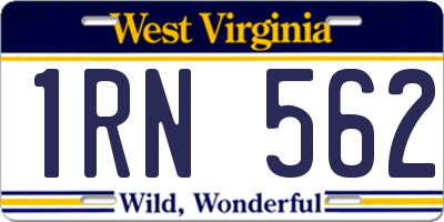 WV license plate 1RN562