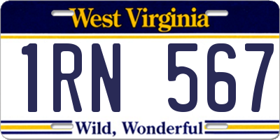 WV license plate 1RN567