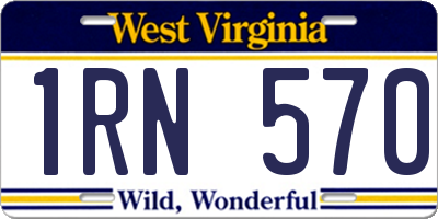 WV license plate 1RN570