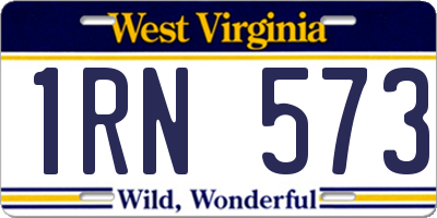 WV license plate 1RN573