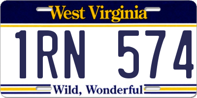 WV license plate 1RN574