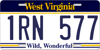 WV license plate 1RN577