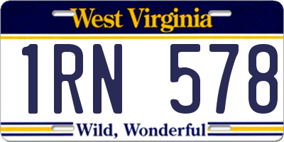 WV license plate 1RN578