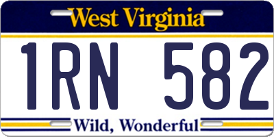 WV license plate 1RN582