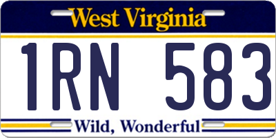 WV license plate 1RN583