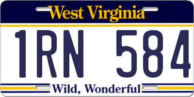 WV license plate 1RN584