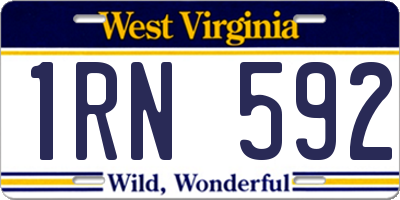 WV license plate 1RN592