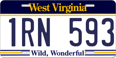 WV license plate 1RN593