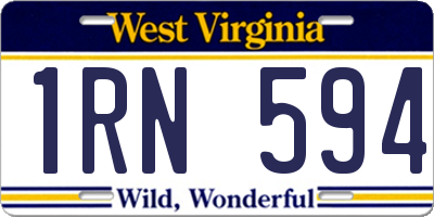 WV license plate 1RN594