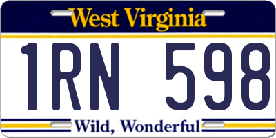 WV license plate 1RN598