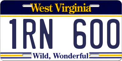 WV license plate 1RN600
