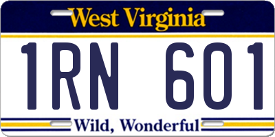 WV license plate 1RN601