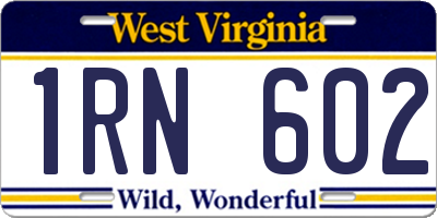 WV license plate 1RN602