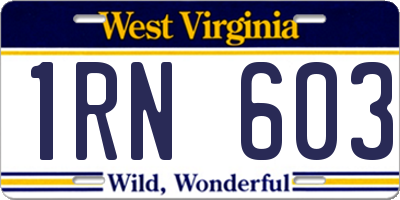 WV license plate 1RN603