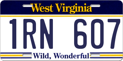 WV license plate 1RN607