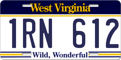 WV license plate 1RN612