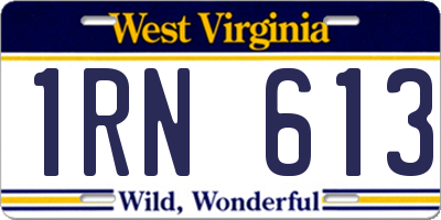 WV license plate 1RN613
