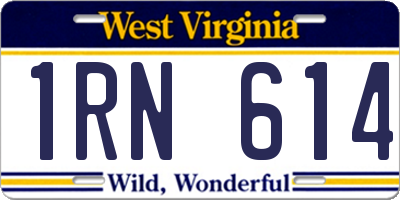 WV license plate 1RN614